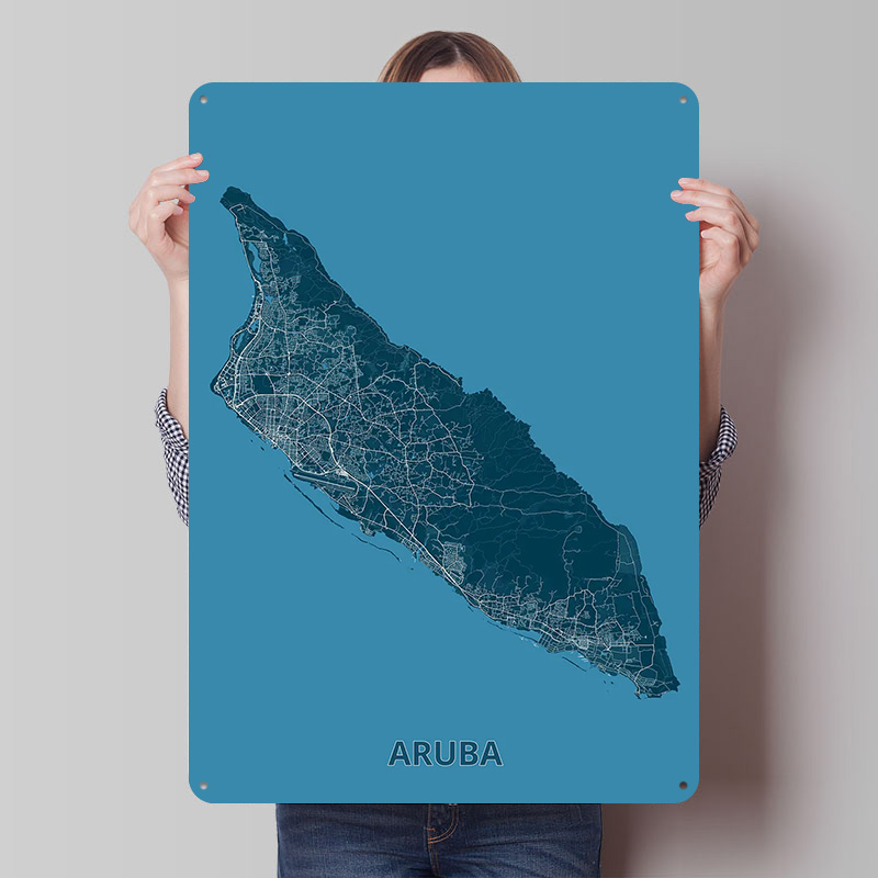 Retro Gaming Island - Mapa wyspy Aruba, blaszana tabliczka, plakat,