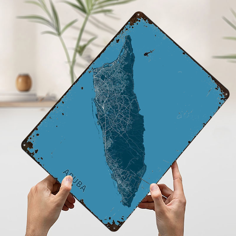 Mapa wyspy Aruba, blaszana tab – Retro Gaming Island recenzja i cena