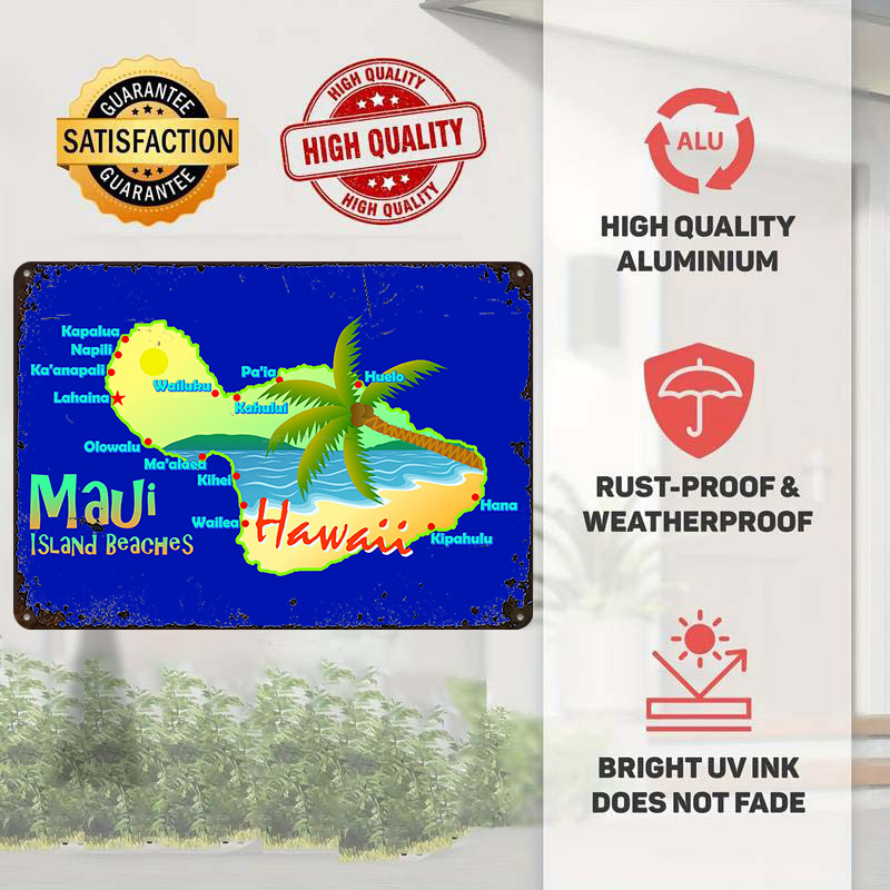 Mapa plaż wyspy Maui, Hawaje,  – Retro Gaming Island recenzja i cena